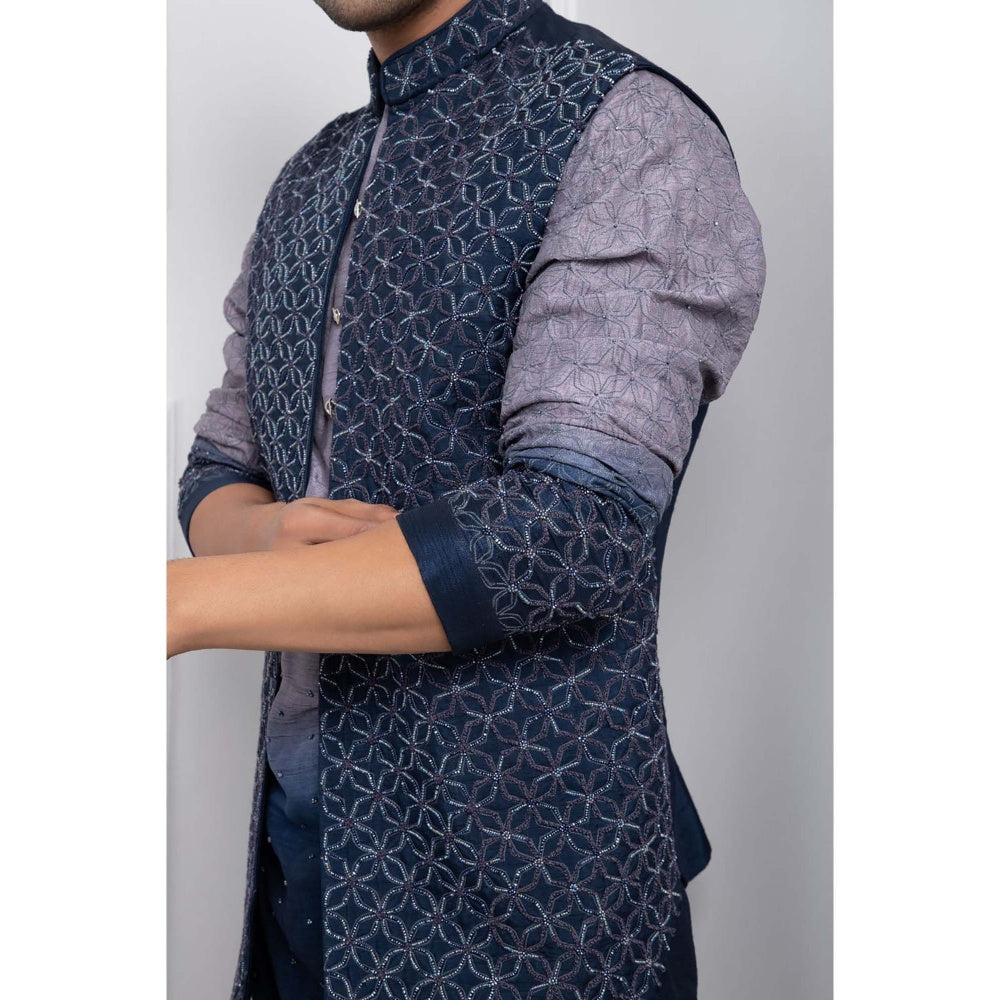 SMRITI Blue Embroider Nehru Jacket