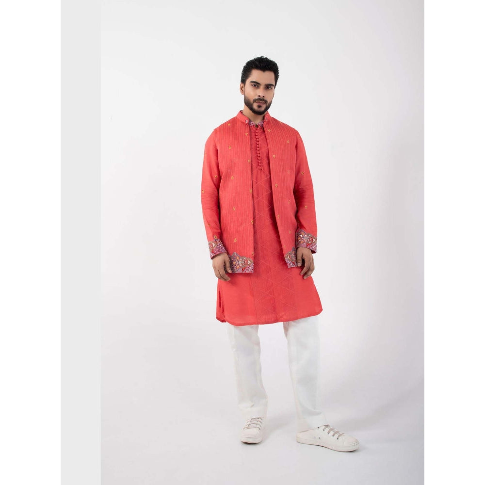 SMRITI Coral Embellished Nehru Jacket