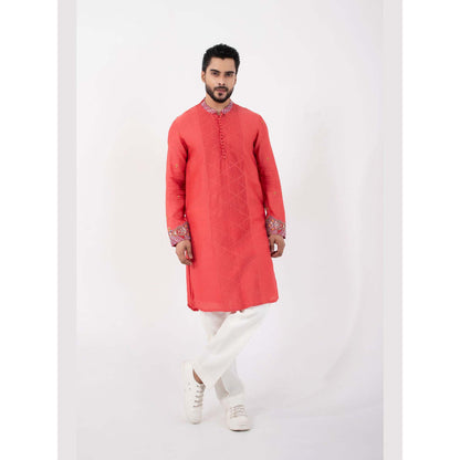 SMRITI Coral Red Kurta with Pant