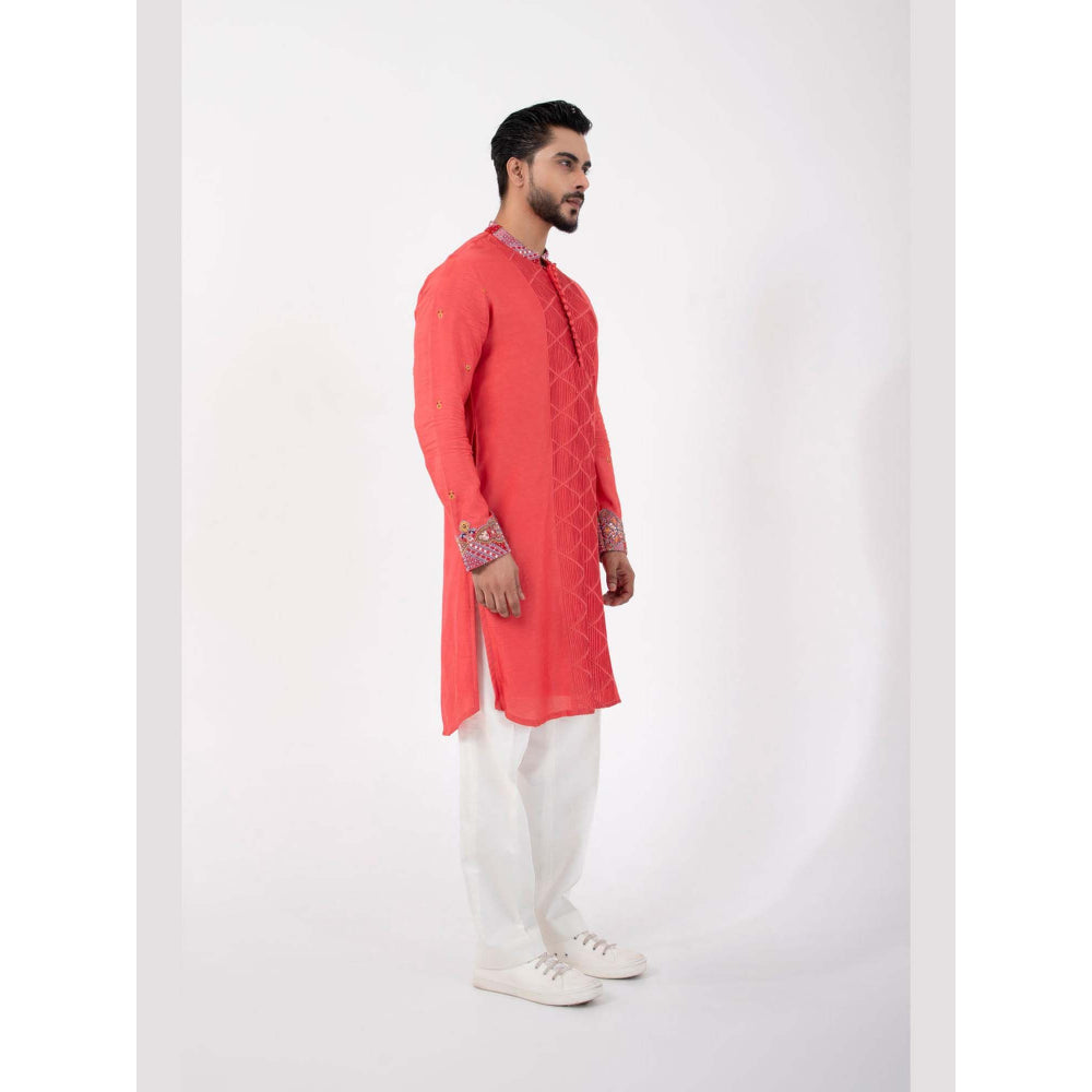 SMRITI Coral Red Kurta with Pant