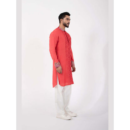 SMRITI Coral Red Kurta with Pant