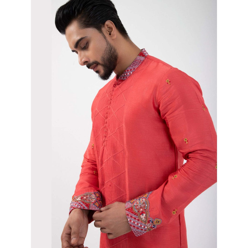 SMRITI Coral Red Kurta with Pant
