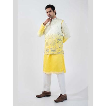 SMRITI Yellow Embroider Nehru Jacket