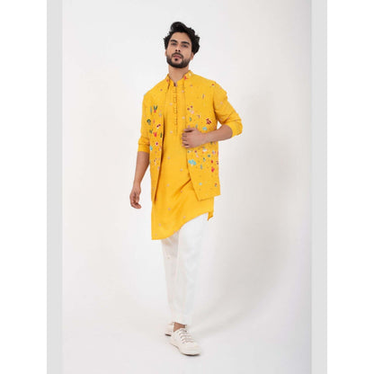 SMRITI Yellow Kurta with Pant and Nehru Jacket