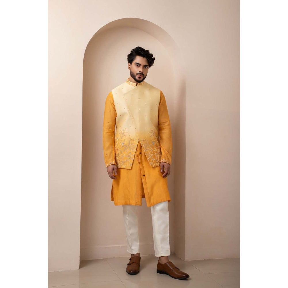 SMRITI Yellow Nehru Jacket with Kurta and Pant