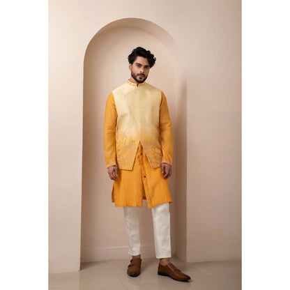 SMRITI Yellow Nehru Jacket with Kurta and Pant