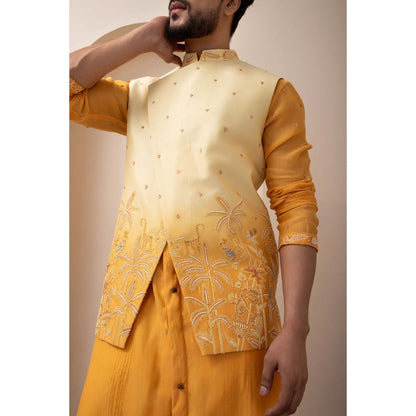 SMRITI Yellow Nehru Jacket with Kurta and Pant