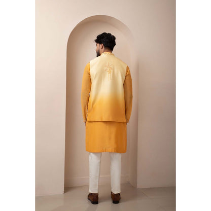 SMRITI Yellow Nehru Jacket with Kurta and Pant