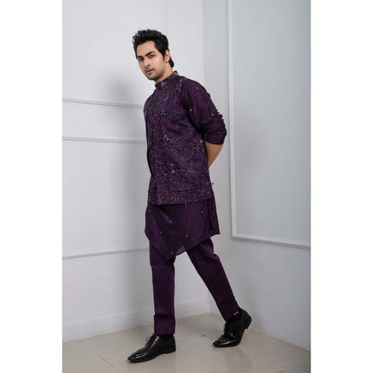 SMRITI Purple Onyx Kurta with Pant and Nehru Jacket
