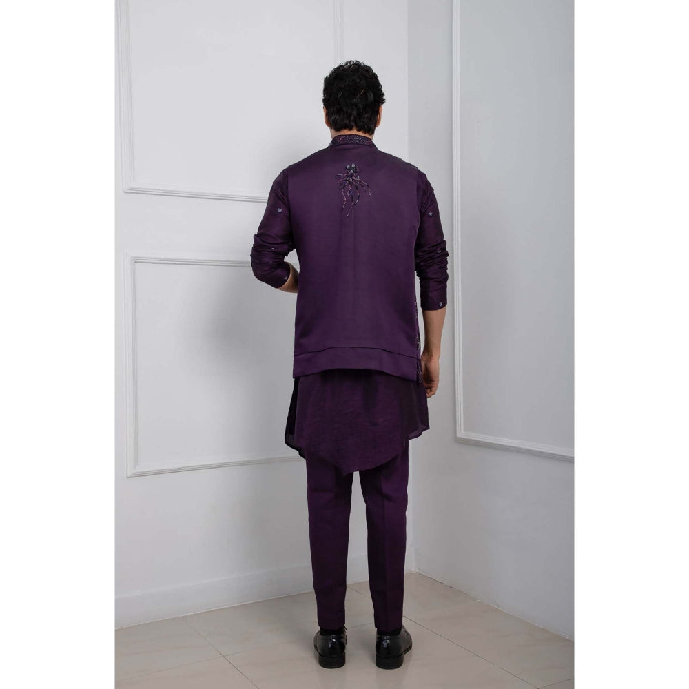 SMRITI Purple Onyx Kurta with Pant and Nehru Jacket