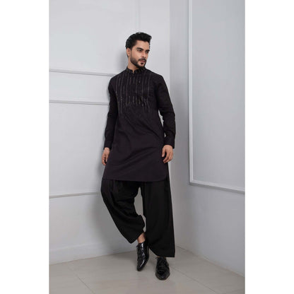 SMRITI Black Gleam Kurta with Pyjama