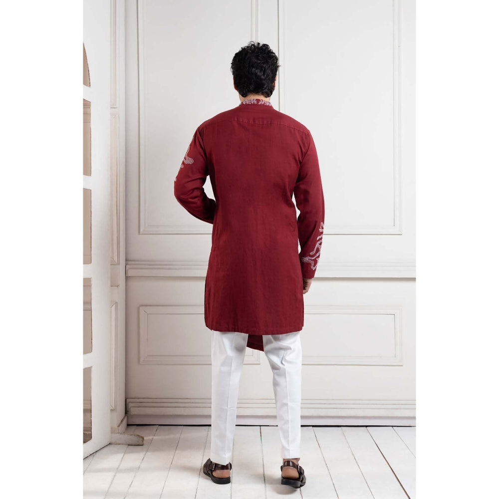 SMRITI Red Embroidered Kurta with Pant