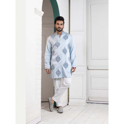 SMRITI Sky Blue Embroidered Men's Kurta with Pant