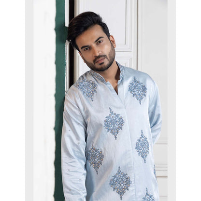 SMRITI Sky Blue Embroidered Men's Kurta with Pant