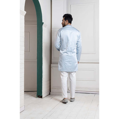 SMRITI Sky Blue Embroidered Men's Kurta with Pant