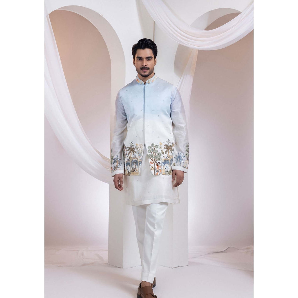 SMRITI Ivory Ombre Embroidered Nehru Jacket
