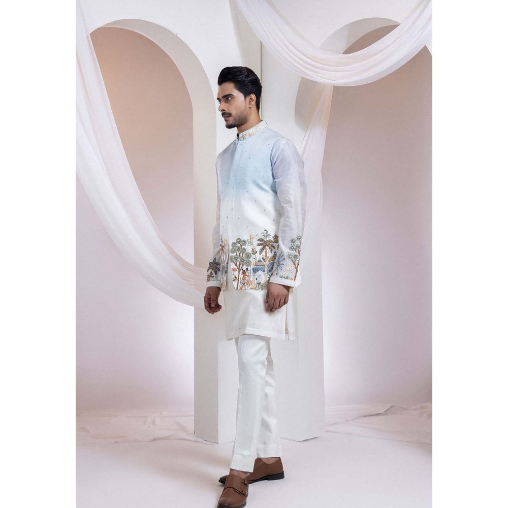 SMRITI Ivory Ombre Embroidered Nehru Jacket