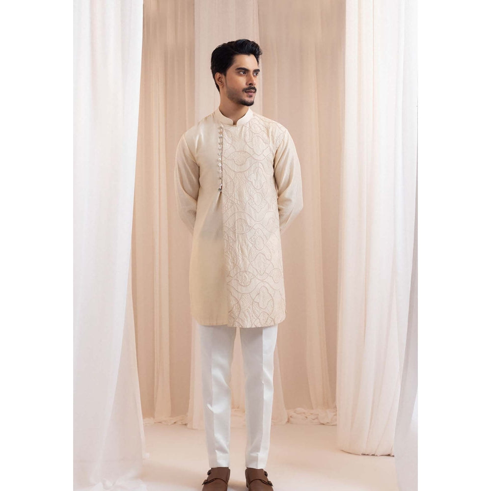 SMRITI Beige Sand script Kurta With Pant