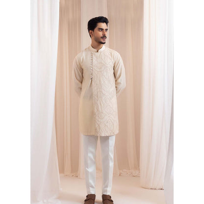 SMRITI Beige Sand script Kurta With Pant