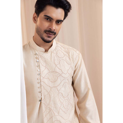 SMRITI Beige Sand script Kurta With Pant