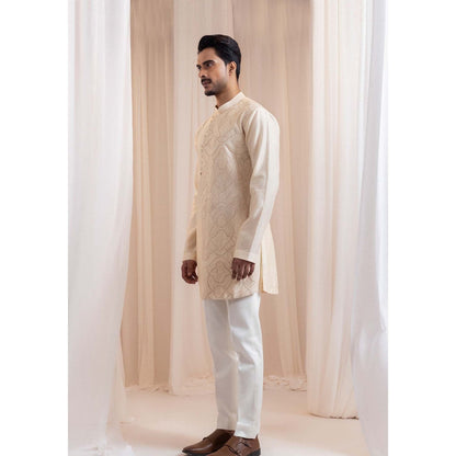 SMRITI Beige Sand script Kurta With Pant