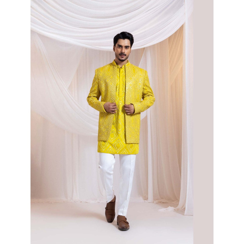 SMRITI Yellow Embroider Nehru Jacket