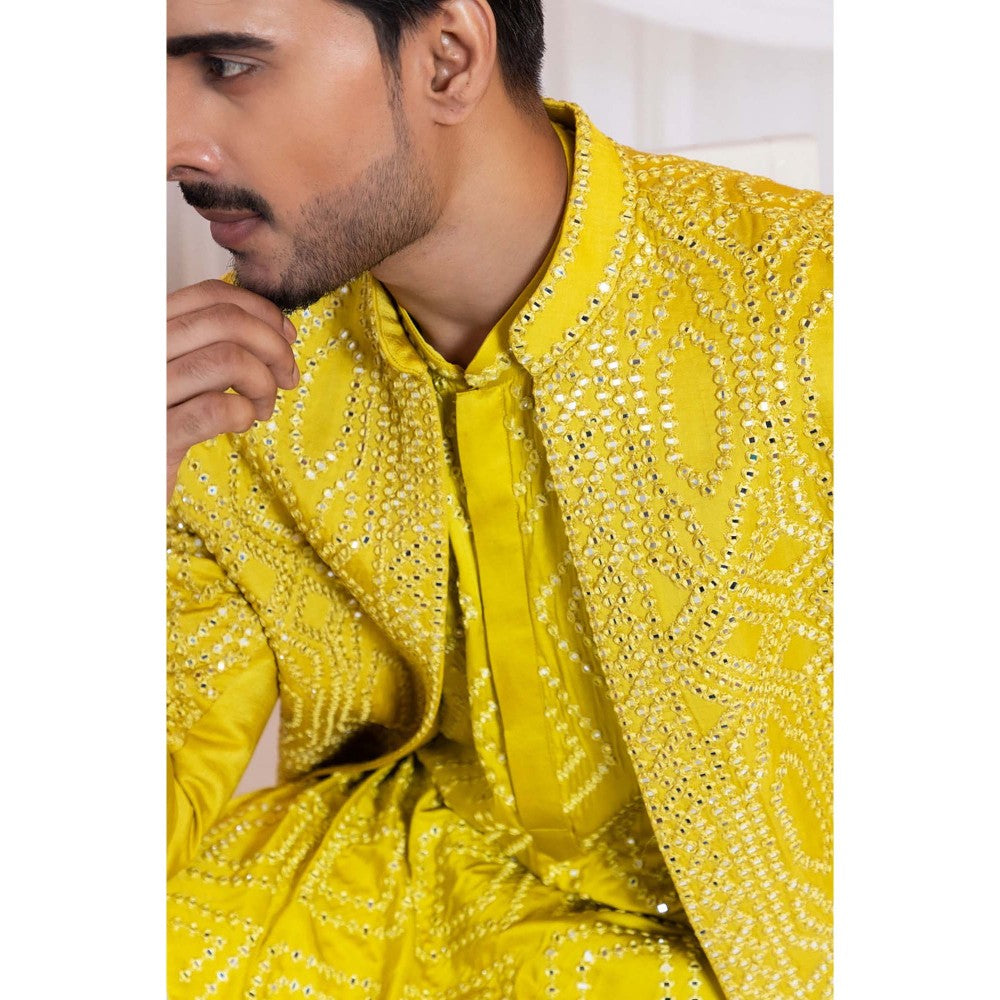 SMRITI Yellow Embroider Nehru Jacket