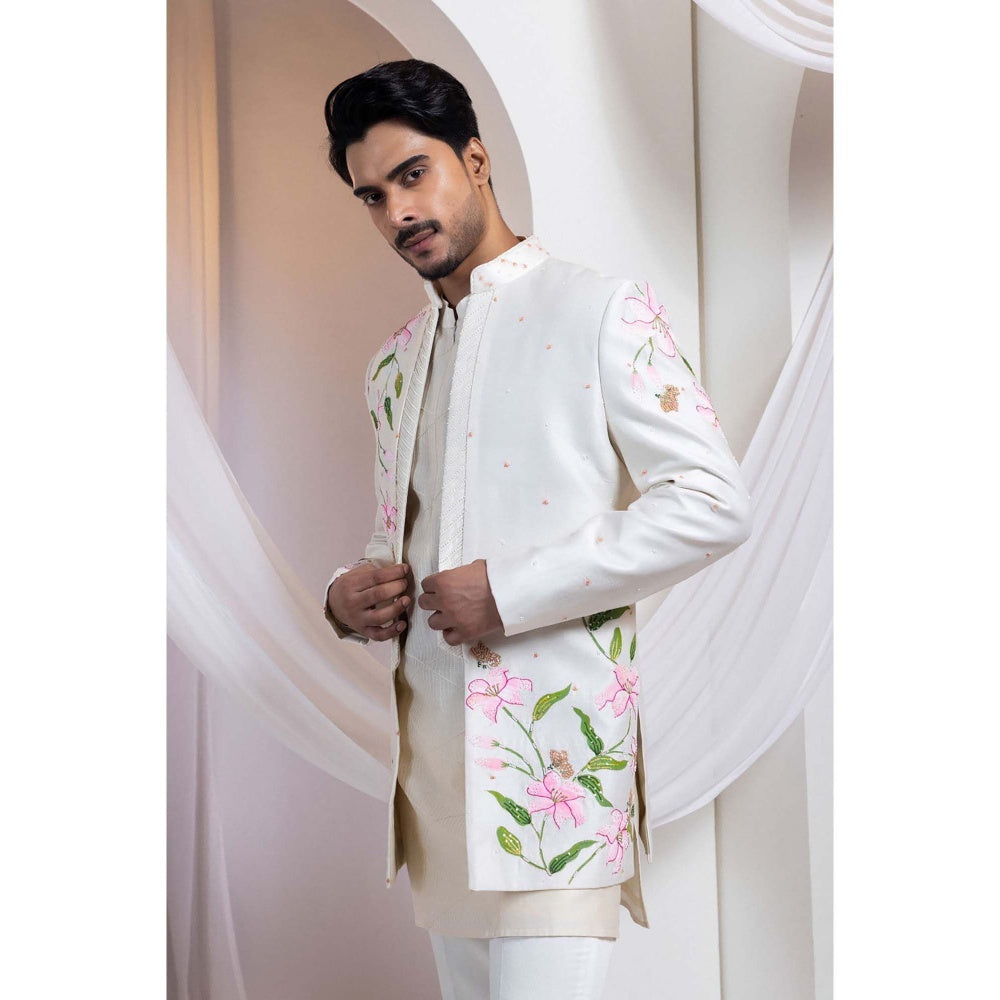 SMRITI Ivory Embroidered Nehru Jacket