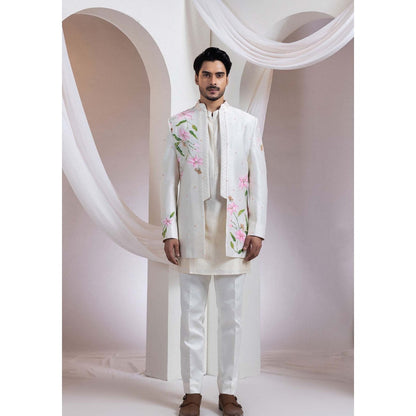 SMRITI Ivory Nehru Jacket And Kurta With Pant