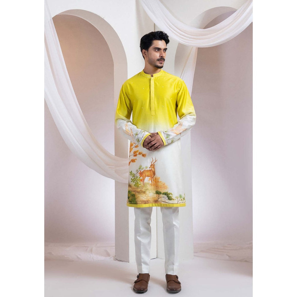 SMRITI Yellow Embroidered Kurta With Pant