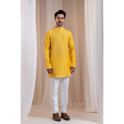 SMRITI Yellow Pintucks Kurta And Pant