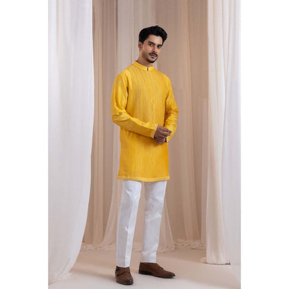 SMRITI Yellow Pintucks Kurta And Pant