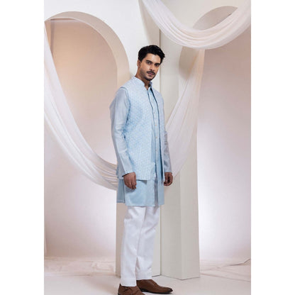 SMRITI Blue Nehru Jacket And Kurta With Pant