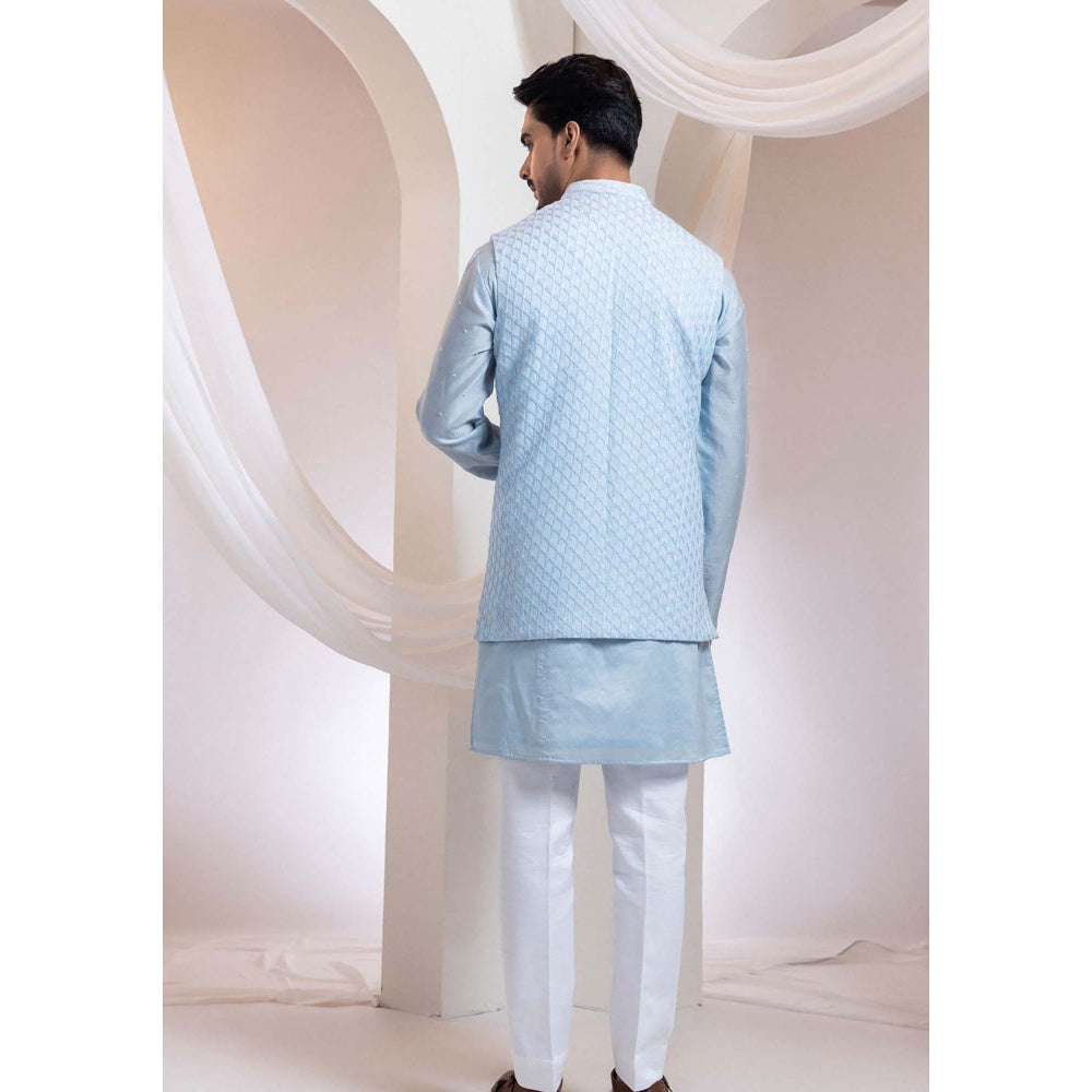 SMRITI Blue Nehru Jacket And Kurta With Pant