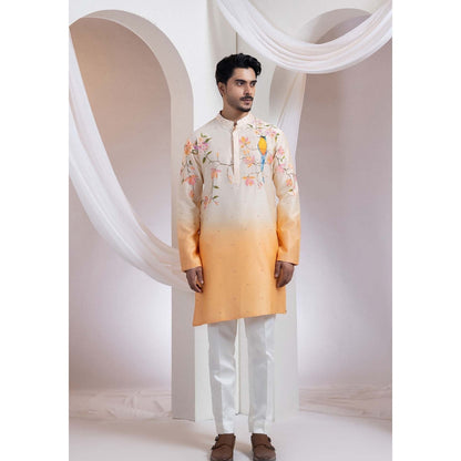 SMRITI Orange Embroidered Kurta With Pant