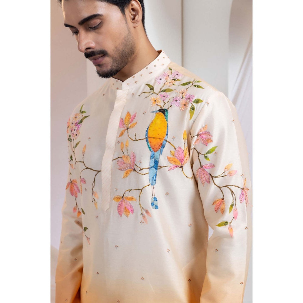 SMRITI Orange Embroidered Kurta With Pant