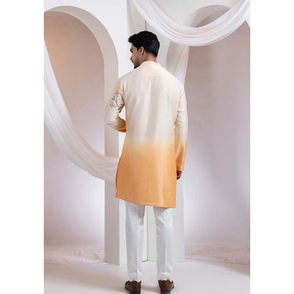 SMRITI Orange Embroidered Kurta With Pant