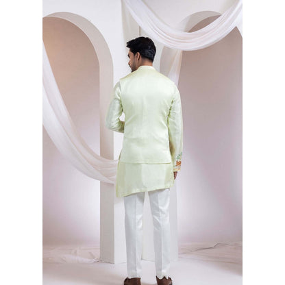 SMRITI Green Embroidered Nehru Jacket
