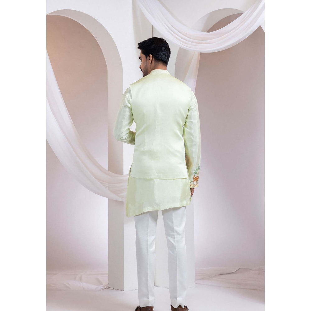 SMRITI Pastel Forest Mist Jacket with Kurta and Pant