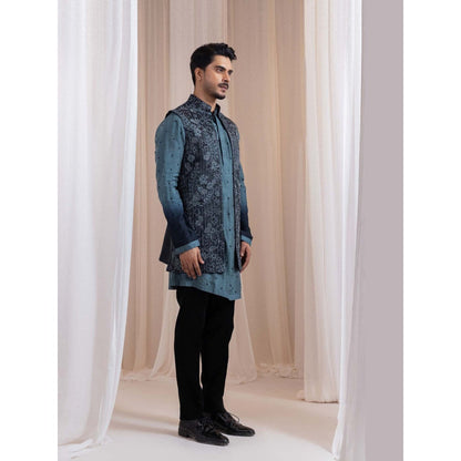 SMRITI Teal Nehru Jacket And Kurta With Pant