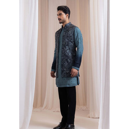 SMRITI Teal Embroidered Nehru Jacket