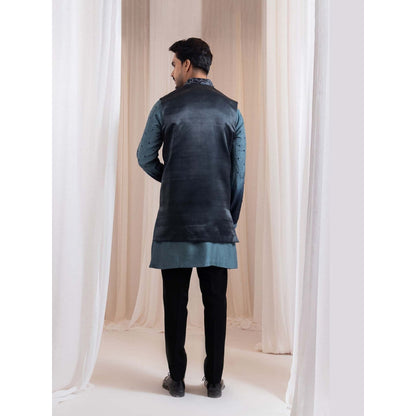SMRITI Teal Embroidered Nehru Jacket