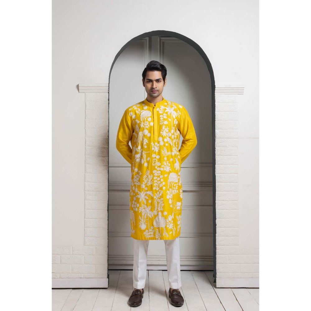 SMRITI Yellow Embroidered Kurta with Pant