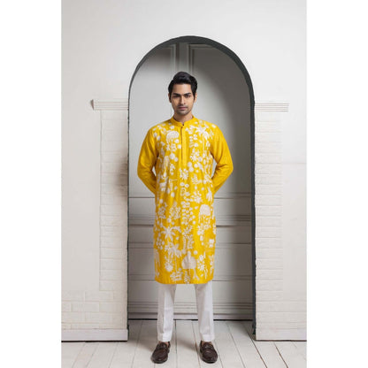 SMRITI Yellow Embroidered Kurta with Pant