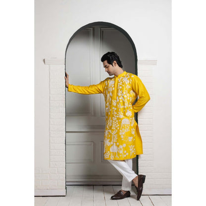 SMRITI Yellow Embroidered Kurta with Pant