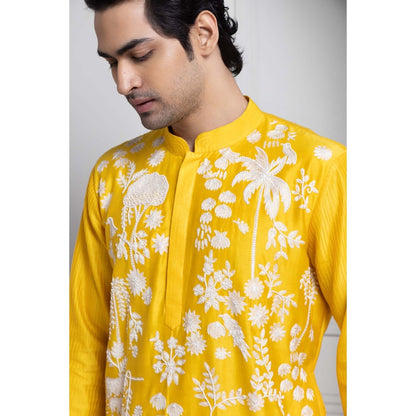 SMRITI Yellow Embroidered Kurta with Pant