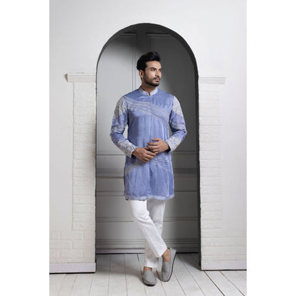 SMRITI Azure Bloom Embroidered Kurta
