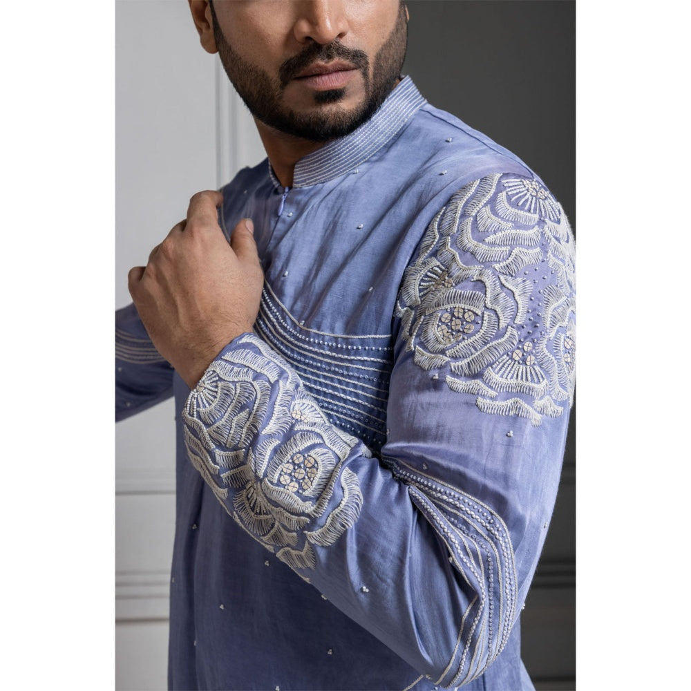 SMRITI Azure Bloom Embroidered Kurta