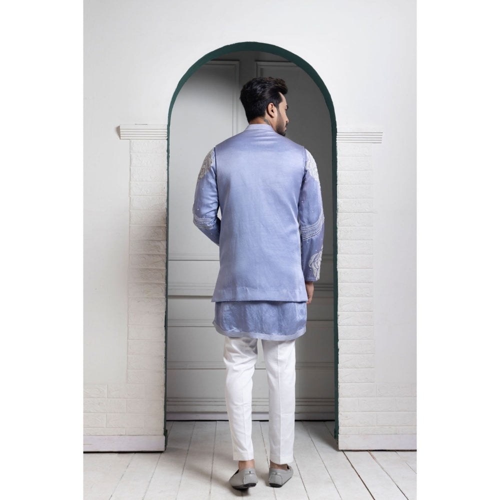 SMRITI Azure Bloom Embroidered Kurta