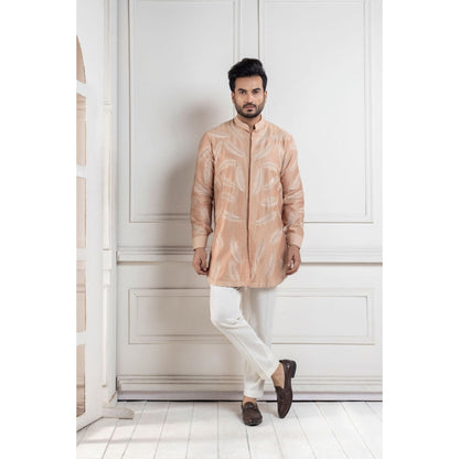 SMRITI Golden Palm Silk Kurta